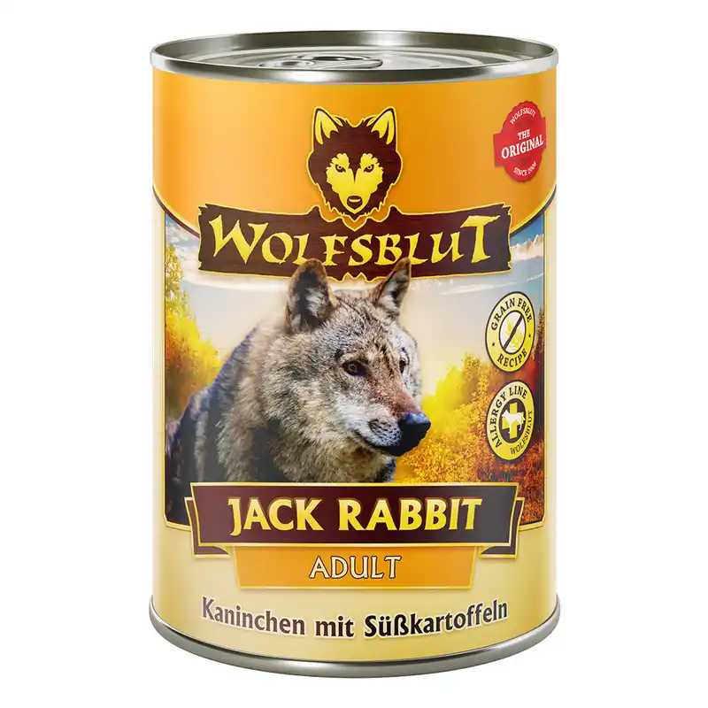 WOLFSBLUT Jack Rabbit Kaninchen mit Süßkartoffeln 395g Hundenassfutter Top-Seller